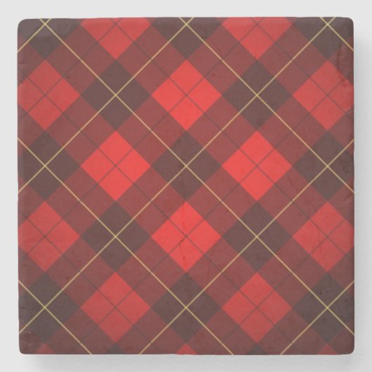 Wallacetartanhintergrund Steinuntersetzer (Vorderseite)