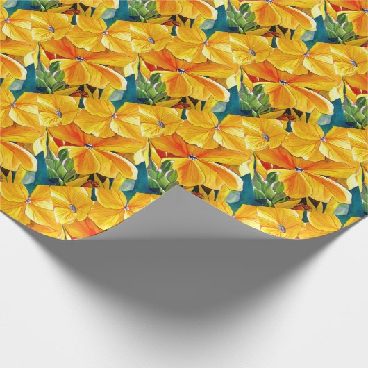 Wallblumengeschmückte originale Aquarellkunst Geschenkpapier (Ecke)