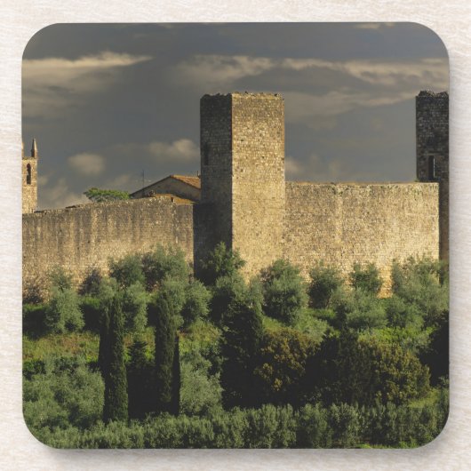 Walled Stadt Monteriggioni, in der Provinz Untersetzer (Vorderseite)