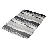 Wallend Wellen-Schwarz-Grau u. Weiß Badematte (Schrägansicht)