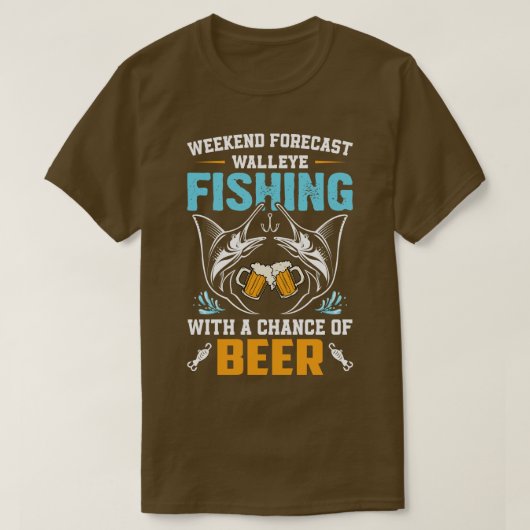 Walleye Angelwochenenprognose mit Bier T-Shirt (Design vorne)