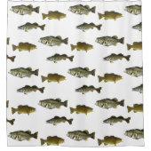Walleye Bass Angler Men-Muster beim Angeln Duschvorhang (Vorderseite)