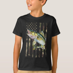 Walleye Camo Amerikanische Flagge T-Shirt