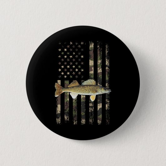 Walleye Camouflage American Flag1 Button (Vorderseite)