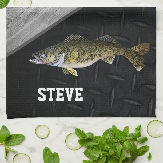 Walleye Fischen Camouflage Name der Coolen Männer Geschirrtuch (Gefaltet)