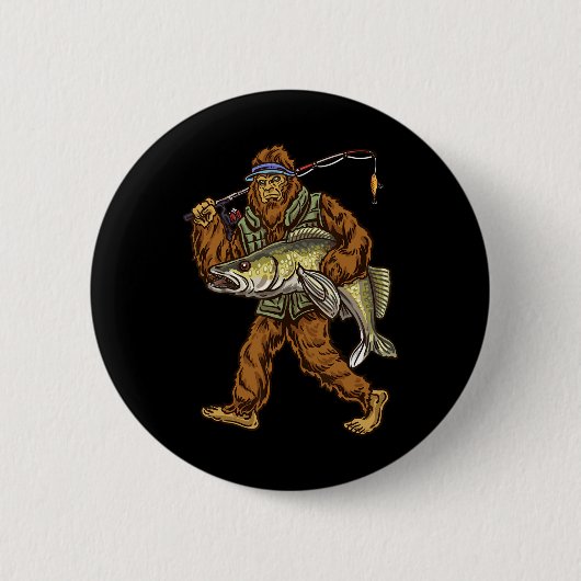 Walleye Fischen Sauger Jagd Bigfoot Fischer Button (Vorderseite)