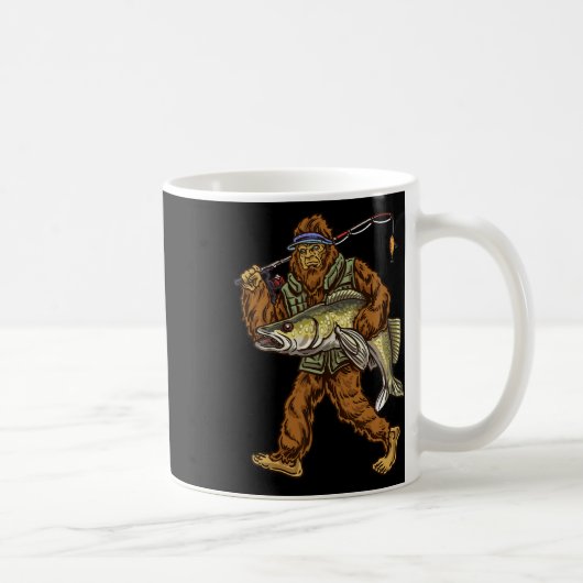 Walleye Fischen Sauger Jagd Bigfoot Fischer Kaffeetasse (Rechts)