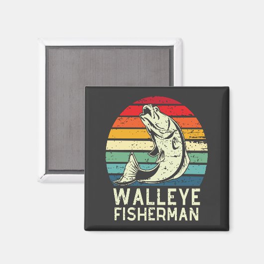 walleye Fischer cooles Walkeye-Fischerei-Design Sq Magnet (Vorderseite/Rückseite)