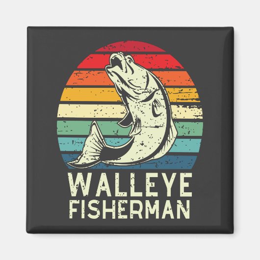 walleye Fischer cooles Walkeye-Fischerei-Design Sq Magnet (Vorne)