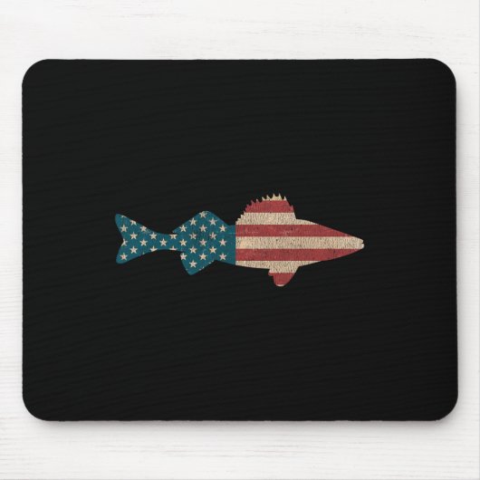 Walleye Fishing American Flag Sauger Anglen Mousepad (Vorne)