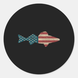 Walleye Fishing American Flag Sauger Anglen Runder Aufkleber