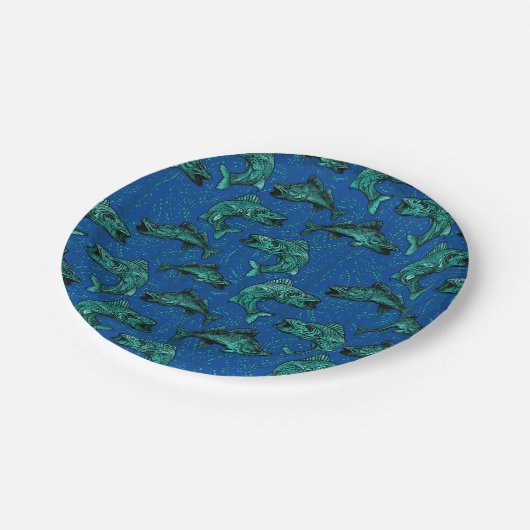 Walleye Fishing Pappteller (Schrägansicht)