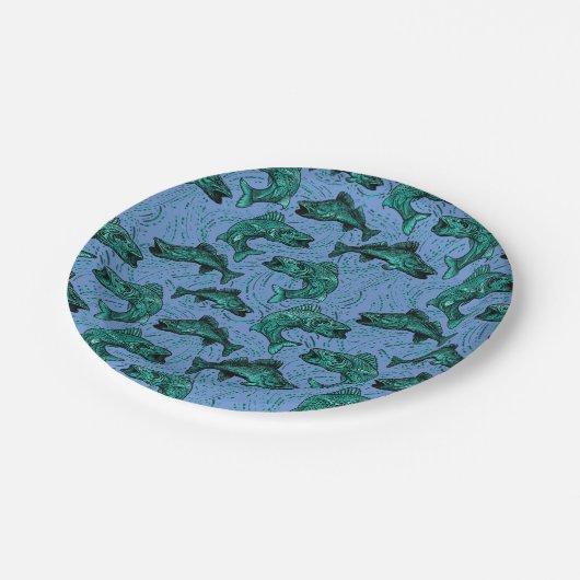 Walleye Fishing Pappteller (Schrägansicht)