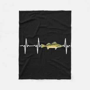 Walleye Heartbeat für Süßwasserfische Liebe Fleecedecke