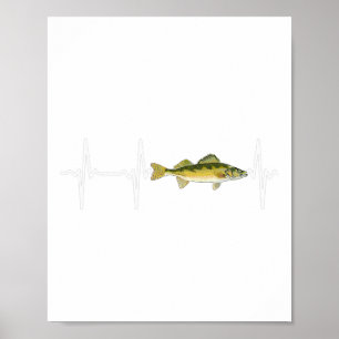 Walleye Heartbeat für Süßwasserfische Liebe Poster