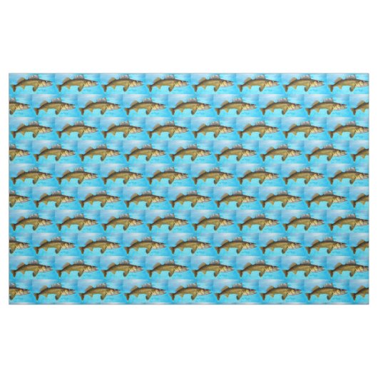 Walleye Muster auf blauer Fabric Stoff (Fat Quarter (45,7 x 55,9 cm))