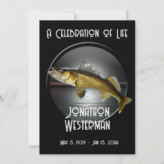 Walleye Pike Angelfeier des Lebens Einladung (Vorderseite)