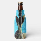 Walleye Pike Fish on Blue and Name Flaschenkühler (Flasche Rückseite)