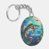 Walleye Pike im Lake Modern Schlüsselanhänger (Vorderseite links)