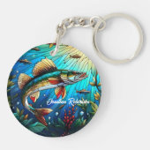 Walleye Pike im Lake Modern Schlüsselanhänger (Rückseite)