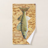 Walleye Pikes auf Holzplatten Badhandtuch Set (Handtuch)