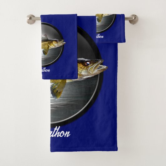 Walleye Pikes über tiefblauer Hintergrund Badhandtuch Set (Insitu)