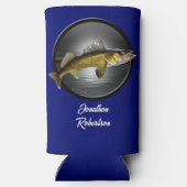 Walleye Pikes über tiefblauer Hintergrund Selters Dosenkühler (Rückseite)