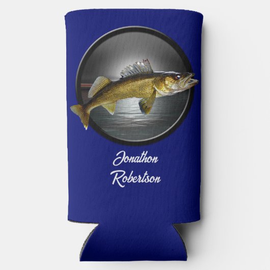 Walleye Pikes über tiefblauer Hintergrund Selters Dosenkühler (Rückseite)