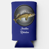 Walleye Pikes über tiefblauer Hintergrund Selters Dosenkühler (Vorderseite)