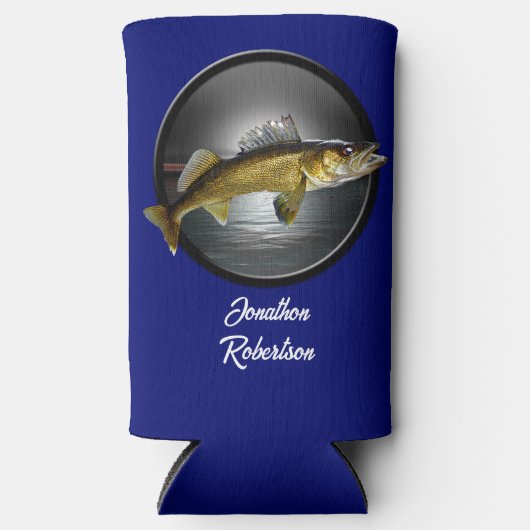 Walleye Pikes über tiefblauer Hintergrund Selters Dosenkühler (Vorderseite)