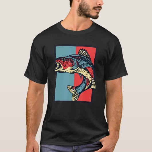 Walleye Portrait Zander Haken Köder Experte Walley T-Shirt (Vorderseite)