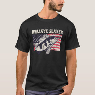 Walleye slayer Outdoorman Fischer American Flag T-Shirt