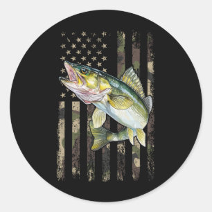 Walleye-Tarnmuster-amerikanische Flagge Runder Aufkleber