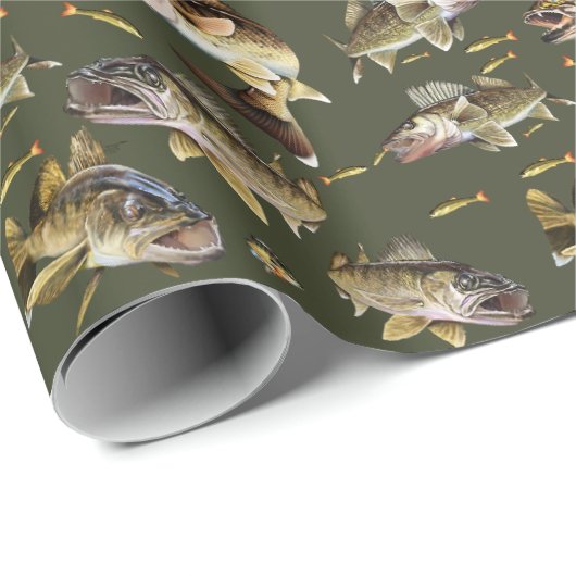 Walleyes Schwimmmuster Geschenkpapier (Rolleneckpunkt)