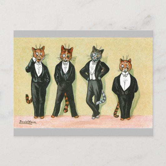 Wallflower Boy Cats von Louis Wain Postkarte (Vorderseite)