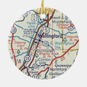 Wallingford CT Vintage Karte Keramik Ornament