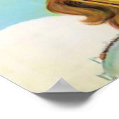 Wallis, Frau mit Ski unter sanfter Sonne Poster (Ecke)