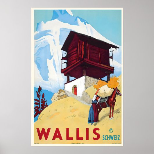 Wallis Schweiz Schweizer Alpen Schweiz Vintage Poster (Vorne)
