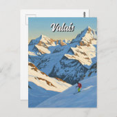Wallis Schweiz Skifahren Skifahren Postkarte (Vorne/Hinten)