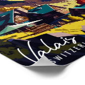 Wallis Schweiz Vintage Illustration Poster (Ecke)