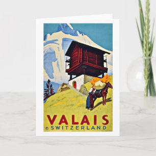 Wallis Schweiz Vintage Reise Postkarte