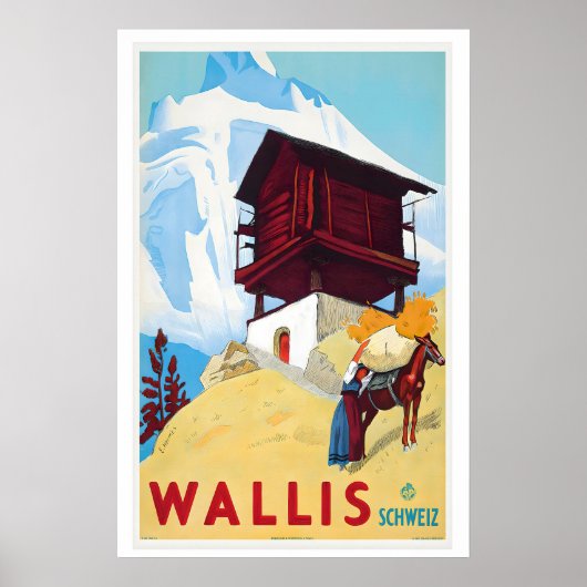 Wallis Schweiz Vintage Reiseposter Poster (Vorne)