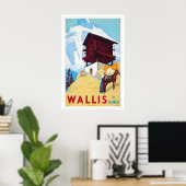 Wallis Schweiz Vintage Reiseposter Poster (Heimbüro)