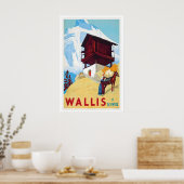 Wallis Schweiz Vintage Reiseposter Poster (Küche)