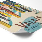 Wallis Schweiz Vintages Skiposter Poster (Ecke)