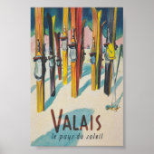 Wallis Schweiz Vintages Skiposter Poster (Vorne)