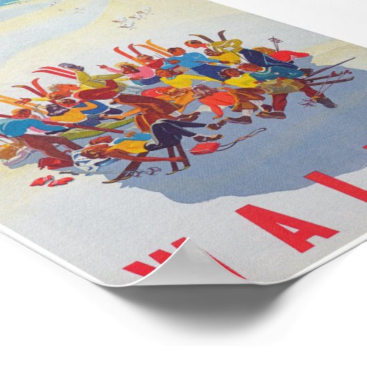 Wallis Schweiz Vintages Skireisepaket Poster (Ecke)