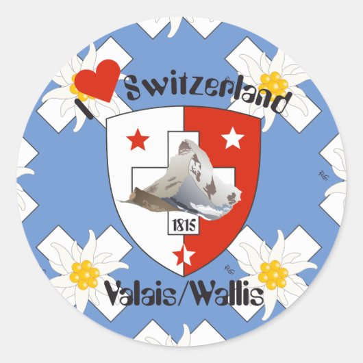 Wallis Valais Schweiz Suisse Svizzera Aufkleber (Vorderseite)