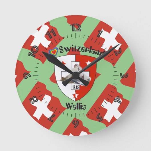 Wallis Valais Schweiz Uhr (Vorderseite)