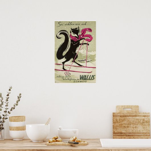 Wallis, Wallis, Schweiz, Skiplakat Poster (Küche)